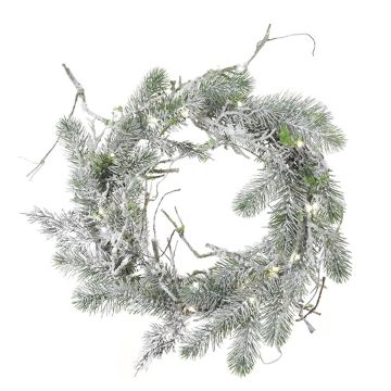 Artificial fir wreath SILEAS with branches, snow-covered, white-green, Ø 24"/60cm Artificial fir wreath SILEAS with branches, snow-covered, white-green, Ø 24"/60cm