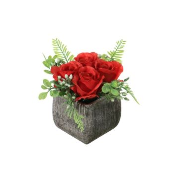 Artificial flower arrangement of rose and St. John's wort ABUD, decorative pot, red, 6.7"/17cm, Ø 7.1"/18cm Artificial flower arrangement of rose and St. John's wort ABUD, decorative pot, red, 6.7"/17cm, Ø 7.1"/18cm