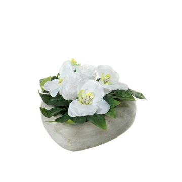 Artificial flower arrangement of Phalaenopsis orchid and rose DEON, decorative pot, white, 4.3"/11cm, Ø 7.1"/18cm Artificial flower arrangement of Phalaenopsis orchid and rose DEON, decorative pot, white, 4.3"/11cm, Ø 7.1"/18cm