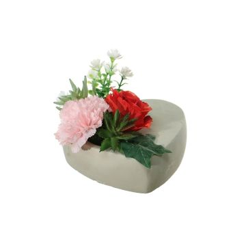 Artificial flower arrangement of carnation, rose, sedum and agave BODIL, decorative pot, red-pink, 3.9"/10cm, Ø 6.7"/17cm Artificial flower arrangement of carnation, rose, sedum and agave BODIL, decorative pot, red-pink, 3.9"/10cm, Ø 6.7"/17cm