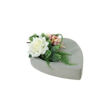 Artificial flower arrangement of rose, dahlia and hops DYVEKE, decorative pot, cream-dusky pink, 4.7"/12cm, Ø 10"/25cm Artificial flower arrangement of rose, dahlia and hops DYVEKE, decorative pot, cream-dusky pink, 4.7"/12cm, Ø 10"/25cm