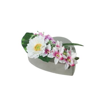 Artificial flower arrangement of gerbera, orchid, rose and lily ERENE, decorative pot, white-purple-fuchsia, 4.7"/12cm, Ø 10"/25cm Artificial flower arrangement of gerbera, orchid, rose and lily ERENE, decorative pot, white-purple-fuchsia, 4.7"/12cm, Ø 10"/25cm