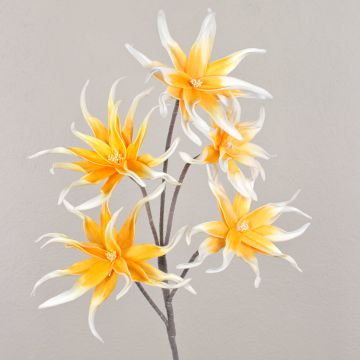 Artificial lily CÄCILIA, yellow-white, 4ft/115cm, Ø5.1"-8"/13-20cm