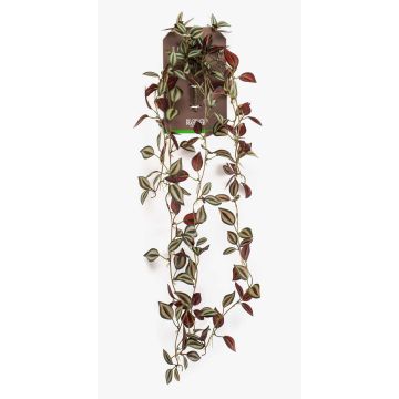 Artificial hanging plant Tradescantia zebrina SAELFES on a stem, green-burgundy, 33"/85cm