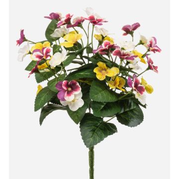 NORHA artificial pansy on a stem, white-purple-yellow, 30cm