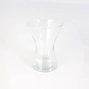 Clear glass vase LIZZY, hourglass shape, 8"/19,5cm, Ø5.5"/14cm