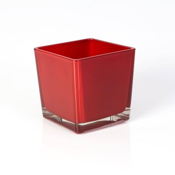 Glass flowerpot KIM EARTH, red, 4.7"x4.7"x4.7"/12x12x12cm