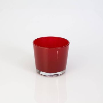 Large tea light holder ALENA, glass, red, 3.3"/8,5cm, Ø4"/10cm