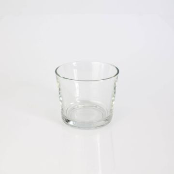 Large tealight holder ALENA, glass, clear, 3.3"/8,5cm, Ø4"/10cm