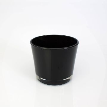 Plant pot made of glass ALENA, black, 4.9"/12,5cm, Ø5.7"/14,5cm