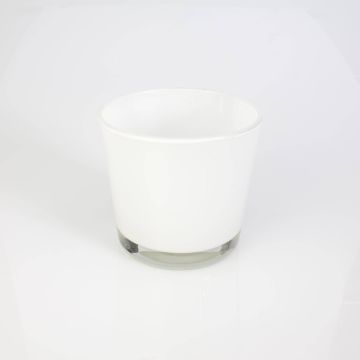 Plant pot made of glass ALENA, white, 4.1"/10,5cm, Ø4.5"/11,5cm