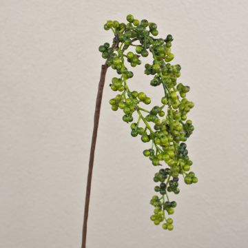 Artificial Elderberry Branch SWANTJE, fruits, green, 16"/40cm