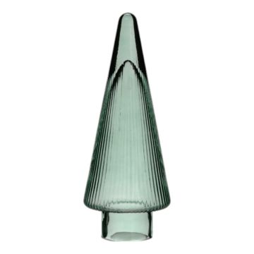 Decorative Glass Christmas tree RICON, metallic, green, 26cm, Ø9,5cm