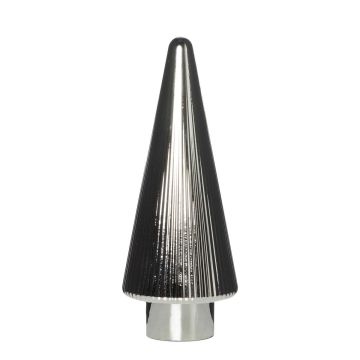 Decorative Glass Christmas tree RICON, metallic, silver, 26cm, Ø9,5cm
