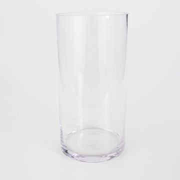 Cylindrical flower vase SANSA EARTH, glass, clear, 12"/30cm, Ø6"/15cm