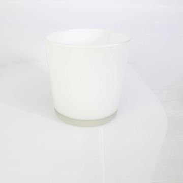 Plant pot made of glass ALENA, white, 7.5"/19cm, Ø7.3"/18,5cm