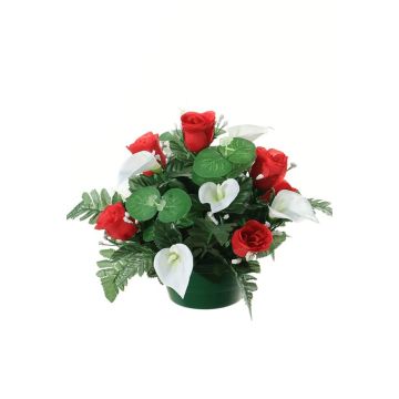 Artificial flower arrangement of calla and rose VLADICA, decorative pot, red-white, 11"/27cm, Ø 9"/23cm Artificial flower arrangement of calla and rose VLADICA, decorative pot, red-white, 11"/27cm, Ø 9"/23cm