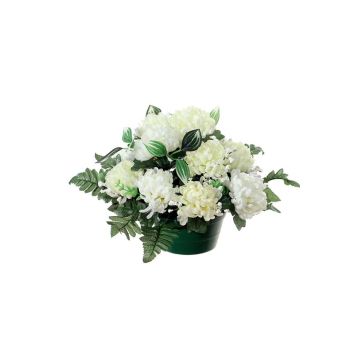 Artificial flower arrangement of chrysanthemum and baby's breath YASAR, decorative pot, cream, 10"/25cm, Ø 12"/30cm Artificial flower arrangement of chrysanthemum and baby's breath YASAR, decorative pot, cream, 10"/25cm, Ø 12"/30cm