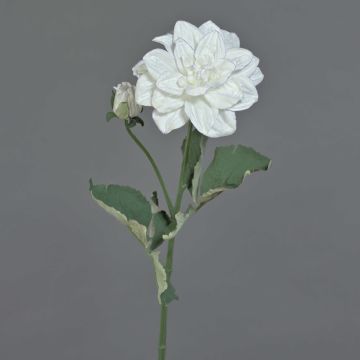 Artificial flower branch Dahlia GINGER, Eco Collection, white-purple, 24"/60cm, Ø4"/10cm