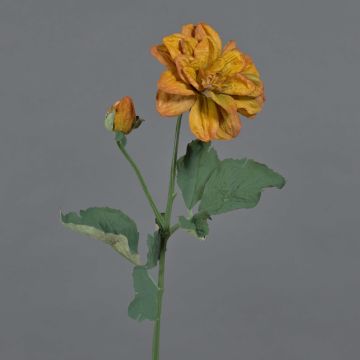 Artificial flower branch Dahlia GINGER, Eco Collection, orange-yellow, 24"/60cm, Ø4"/10cm