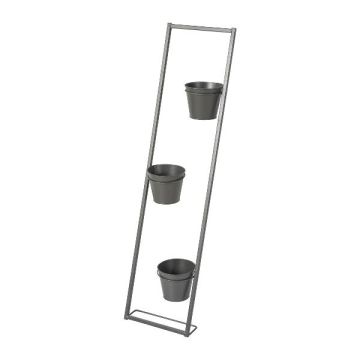 Metal flower ladder stand UTOPIA with 3 plant pots, grey, 10"x5.1"x3ft/25x13x100cm Metal flower ladder stand UTOPIA with 3 plant pots, grey, 10"x5.1"x3ft/25x13x100cm