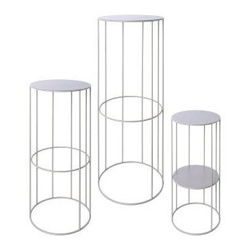 Metal plant stand VAHDINA, 3 pieces, grey, 8"x18"/21x45cm, 9"x22"/24x57cm, 11"x28"/28x70cm Metal plant stand VAHDINA, 3 pieces, grey, 8"x18"/21x45cm, 9"x22"/24x57cm, 11"x28"/28x70cm
