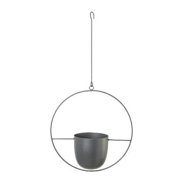 Metal hanging pot QUISHA, metal ring, grey, 13"x5.5"x13"/34x14x34cm Metal hanging pot QUISHA, metal ring, grey, 13"x5.5"x13"/34x14x34cm
