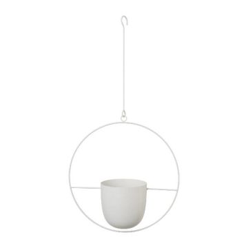 Metal hanging pot QUISHA, metal ring, white, 13"x5.5"x13"/34x14x34cm Metal hanging pot QUISHA, metal ring, white, 13"x5.5"x13"/34x14x34cm