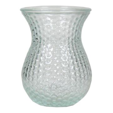 LAUMA glass flower vase with pattern, transparent, 19cm, Ø14cm