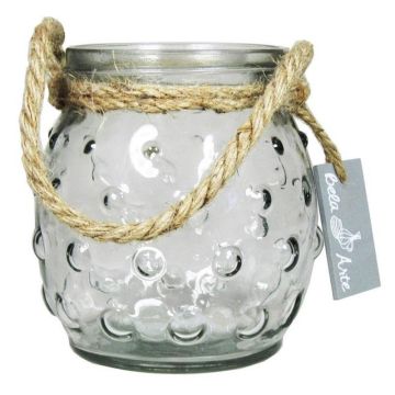 NAKIS glass ball, with dots, cord, clear, 12.5cm, Ø12cm