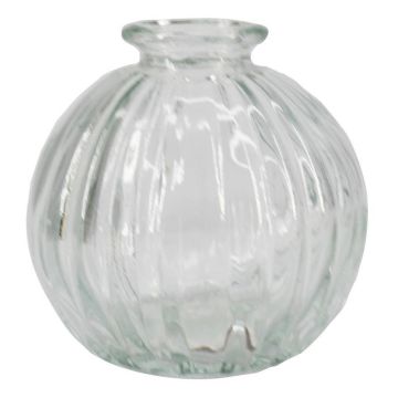 Small KARENAS glass bottle with grooves, clear, 8.2 cm, Ø 8.5 cm