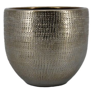 ILSE ceramic flower pot with a grainy finish, gold, 36cm, Ø39cm