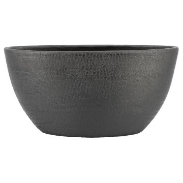 Oval ceramic plant pot DEIRA with grain pattern, mat black, 19"x8"x10"/49x20x25cm Oval ceramic plant pot DEIRA with grain pattern, mat black, 19"x8"x10"/49x20x25cm