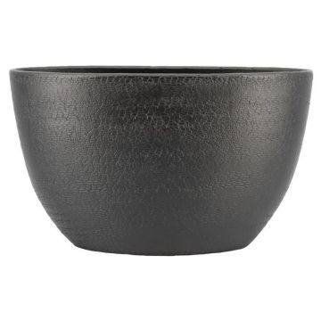 Oval ceramic plant pot DEIRA with grain effect, mat black, 19"x8"x12"/49x20x30cm Oval ceramic plant pot DEIRA with grain effect, mat black, 19"x8"x12"/49x20x30cm