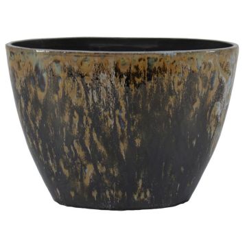 ELIEL oval ceramic plant pot cover, speckled, brown-blue, 32x15x22cm
