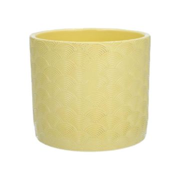 FERDINANTA ceramic pot with pattern, matt yellow, 13.1 cm, Ø 15.5 cm