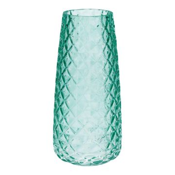 AMALFRIED flower vase with diamond pattern, glass, turquoise, 21cm, Ø10cm AMALFRIED flower vase with diamond pattern, glass, turquoise, 21cm, Ø10cm