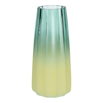 AMALFRIED flower vase with grooves, glass, blue and yellow, 21cm, Ø10cm AMALFRIED flower vase with grooves, glass, blue and yellow, 21cm, Ø10cm