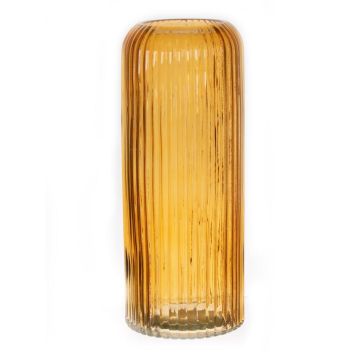 ALBURGIS glass vase with grooves, orange-clear, 25cm, Ø10cm