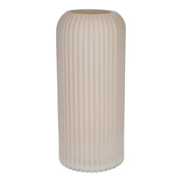 ALBURGIS glass vase with grooves, matt cream, 25cm, Ø10cm
