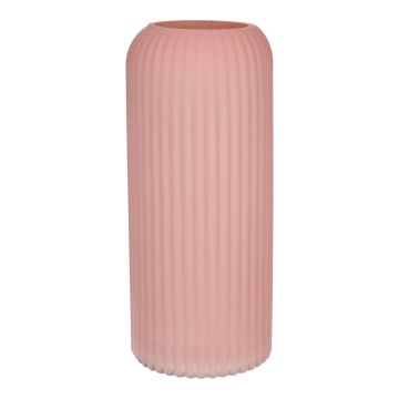 ALBURGIS glass vase with grooves, antique pink matt, 25cm, Ø10cm