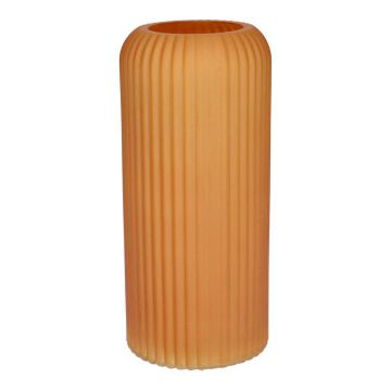 ALBURGIS glass vase with grooves, matt orange, 25 cm, Ø10 cm