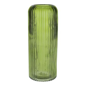 ALBURGIS glass vase with grooves, green-clear, 25cm, Ø10cm