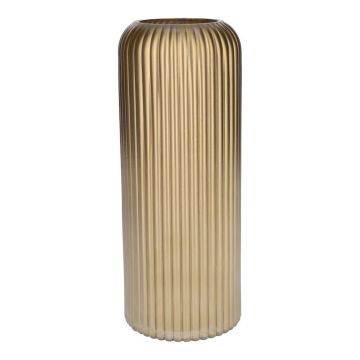 ALBURGIS glass vase with grooves, gold metallic, 25cm, Ø10cm