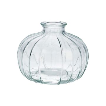 Flower vase ALFHARD, ribbed glass, clear, 3.3"/8.5cm, Ø4.1"/10.5cm
