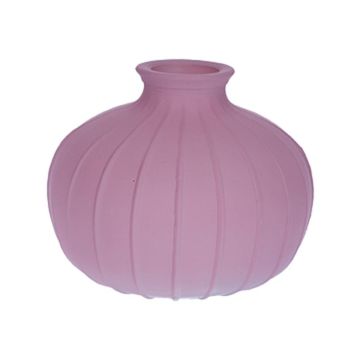 ALFHARD flower vase, ribbed glass, matt mauve, 8.5 cm, Ø10.5 cm