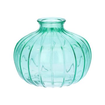 Flower vase ALFHARD, ribbed glass, turquoise-clear, 3.3"/8.5cm, Ø4.1"/10.5cm Flower vase ALFHARD, ribbed glass, turquoise-clear, 3.3"/8.5cm, Ø4.1"/10.5cm