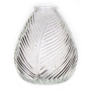 NELLOMIO glass bottle with leaf pattern, clear, 16 cm, Ø 14 cm
