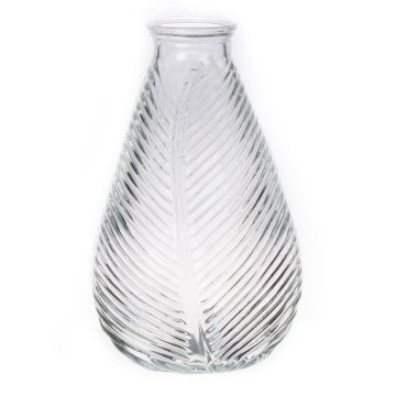 NELLOMIO glass bottle with leaf pattern, clear, 23 cm, Ø 14 cm