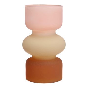 NEVOLINKI glass vase, pink-beige-brown-matt, 18 cm, Ø 10.5 cm